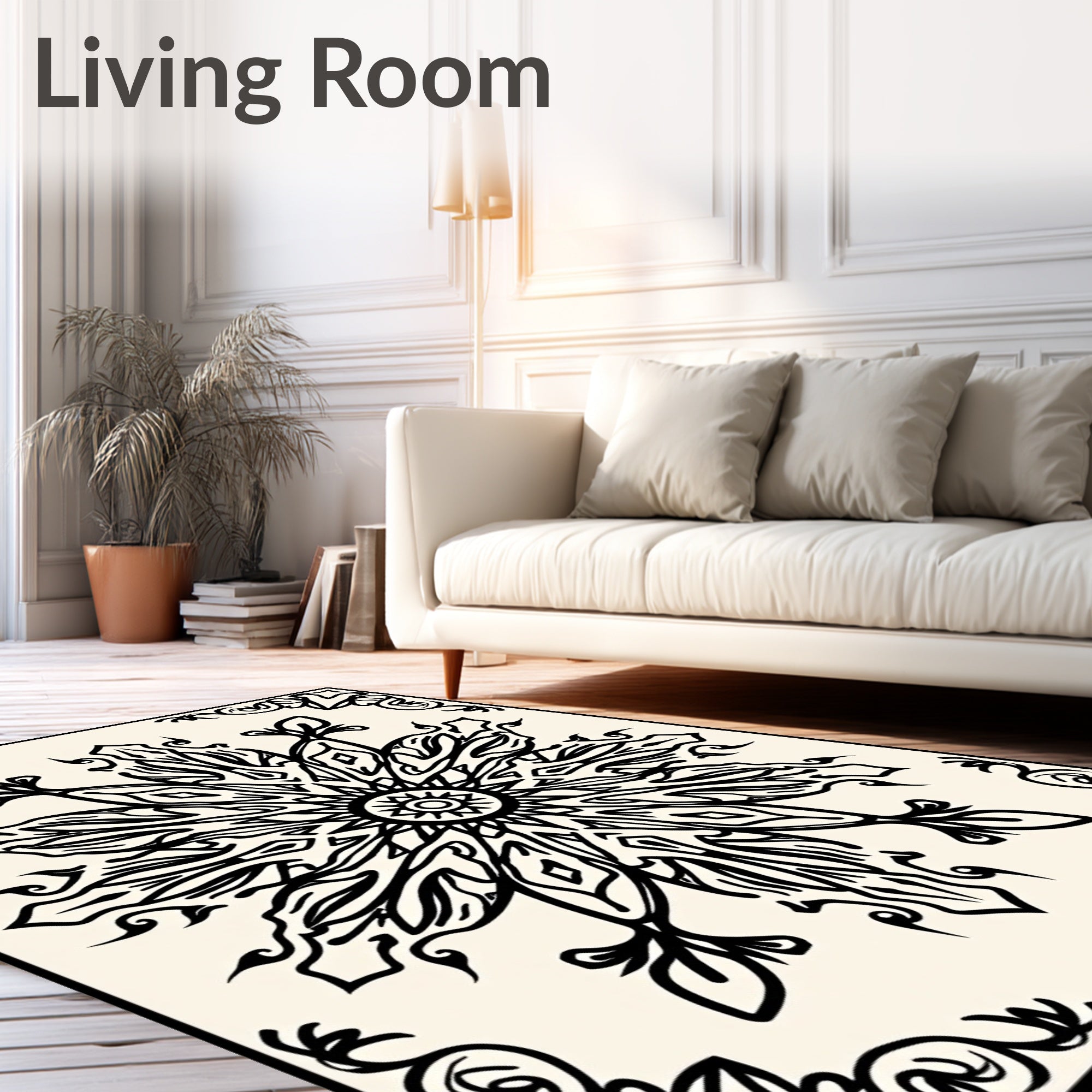 Intricate Floral Sunburst Pattern Rug
