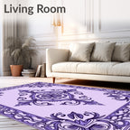 Ornate Lavender Lilac Floral Pattern Rug