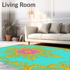 Ornate Flower Swirl Design Rug