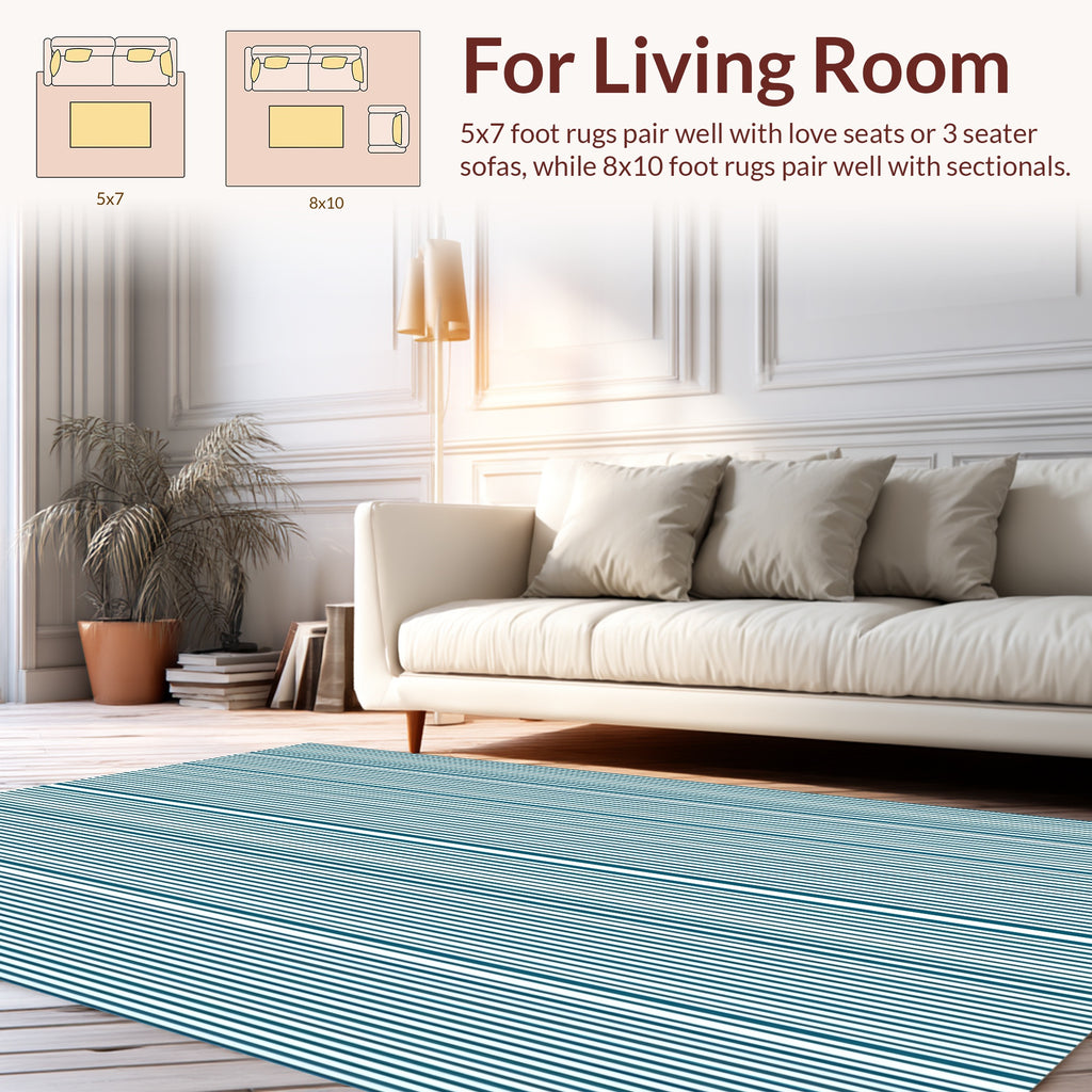 Modern Navy 2 Tone Stripes Rug