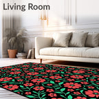Red Floral Vines Pattern Rug