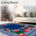Christmas Elves Presents Snowflake Border Design Rug