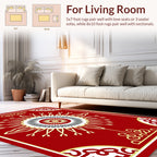 Central Sunburst Geometric Design Red Rug