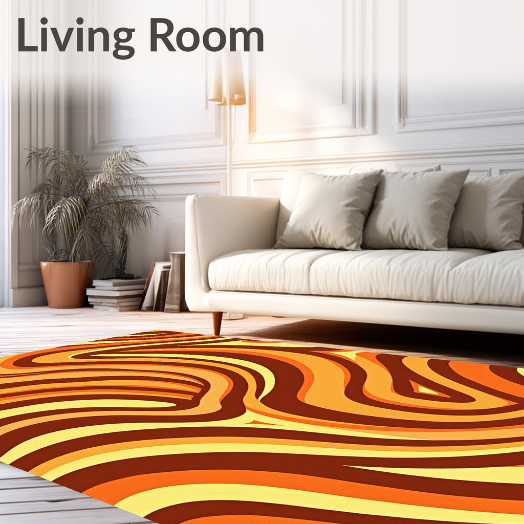 Retro Swirls Warm Gradient Pattern Rug