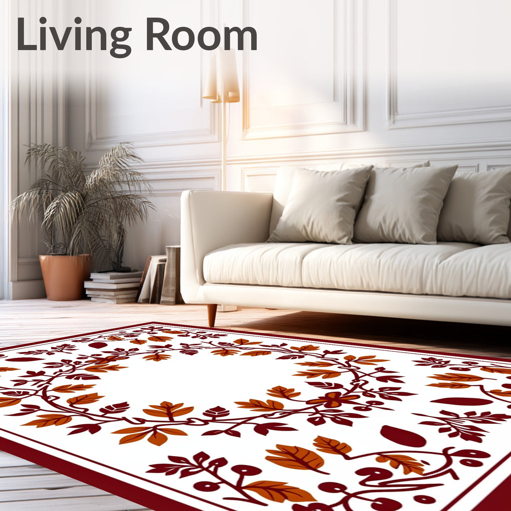 Autumn Leaves Berries Garland Rug