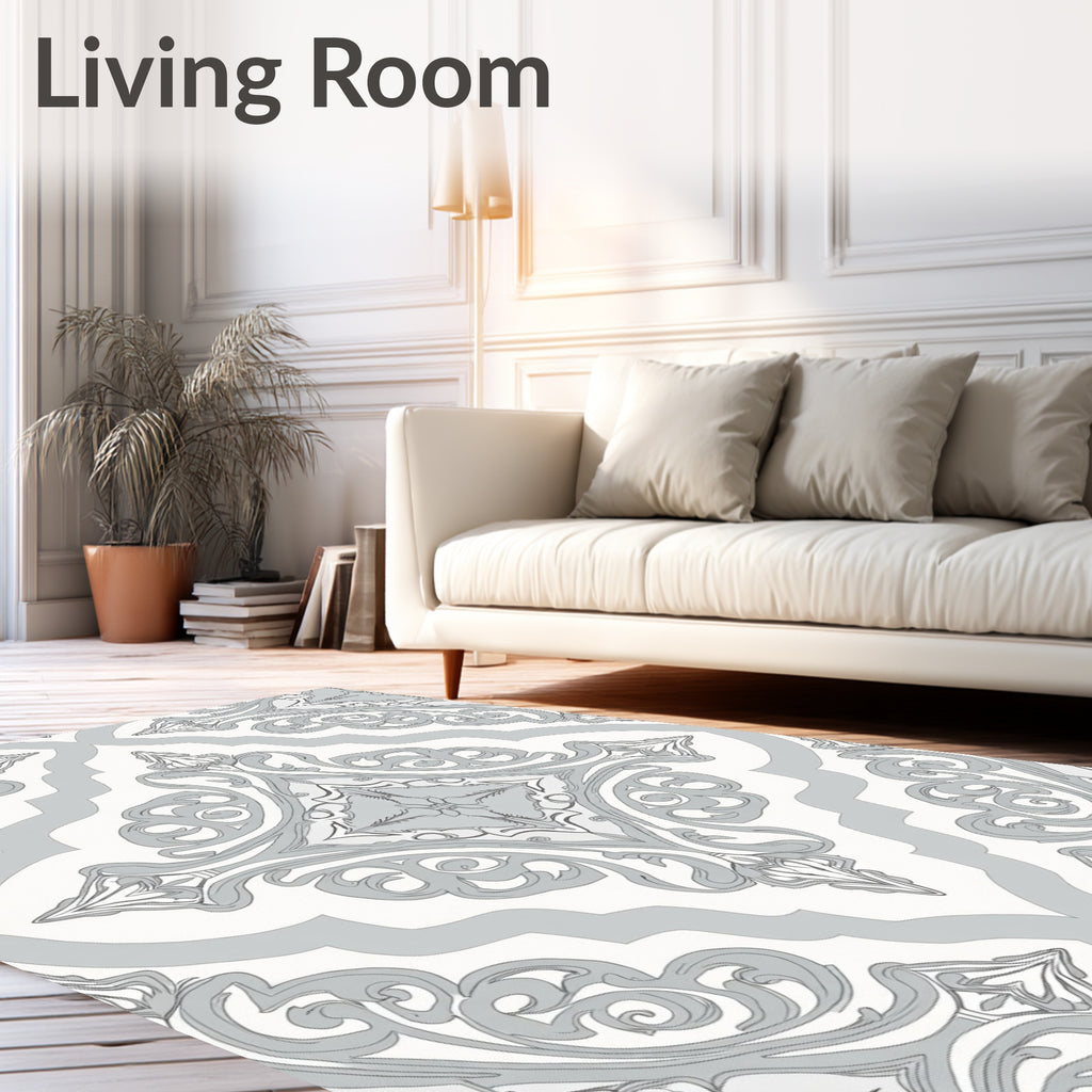 Ornate Scrollwork Floral Symmetry Rug