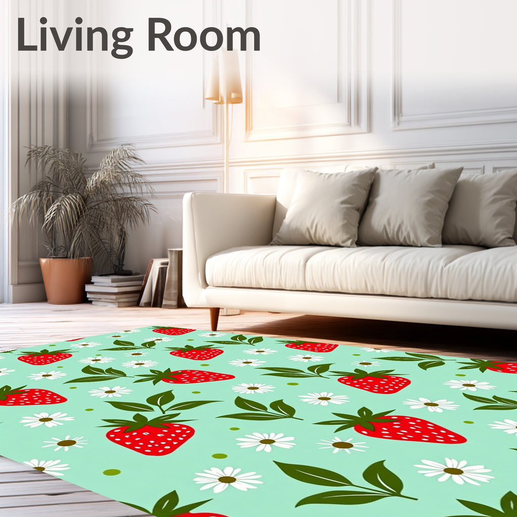 Sweet Strawberry Daisy Pattern Rug