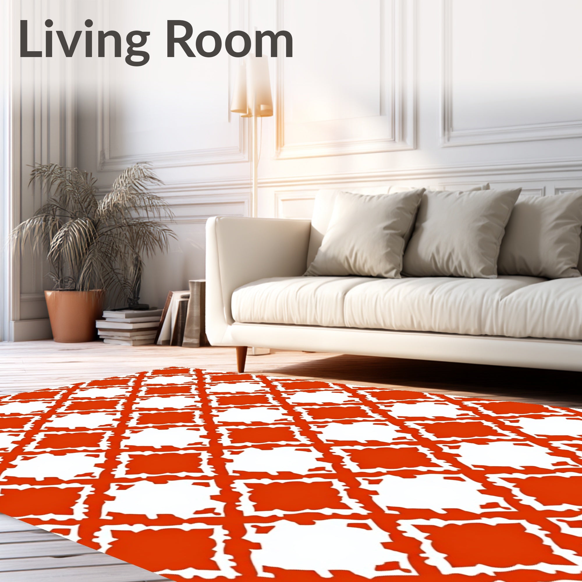 Geometric Lattice Orange Pattern Rug