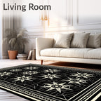 Geometric Starburst Patterned Art Deco Rug