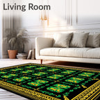 Ornate Green Yellow Floral Pattern Rug