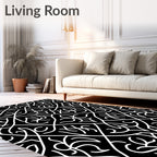 Intricate White Tribal Diamond Pattern Rug