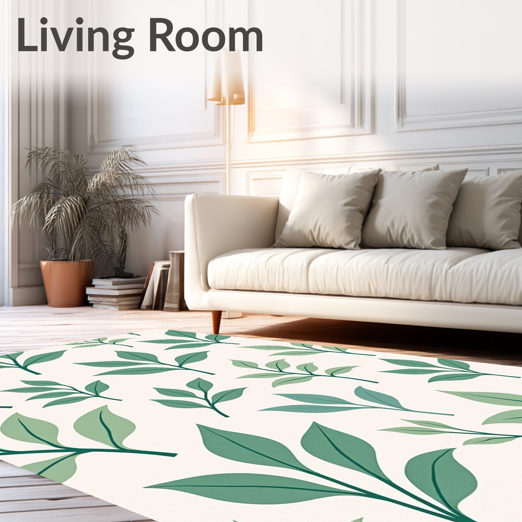 Botanical Spring Leaf Pattern Rug