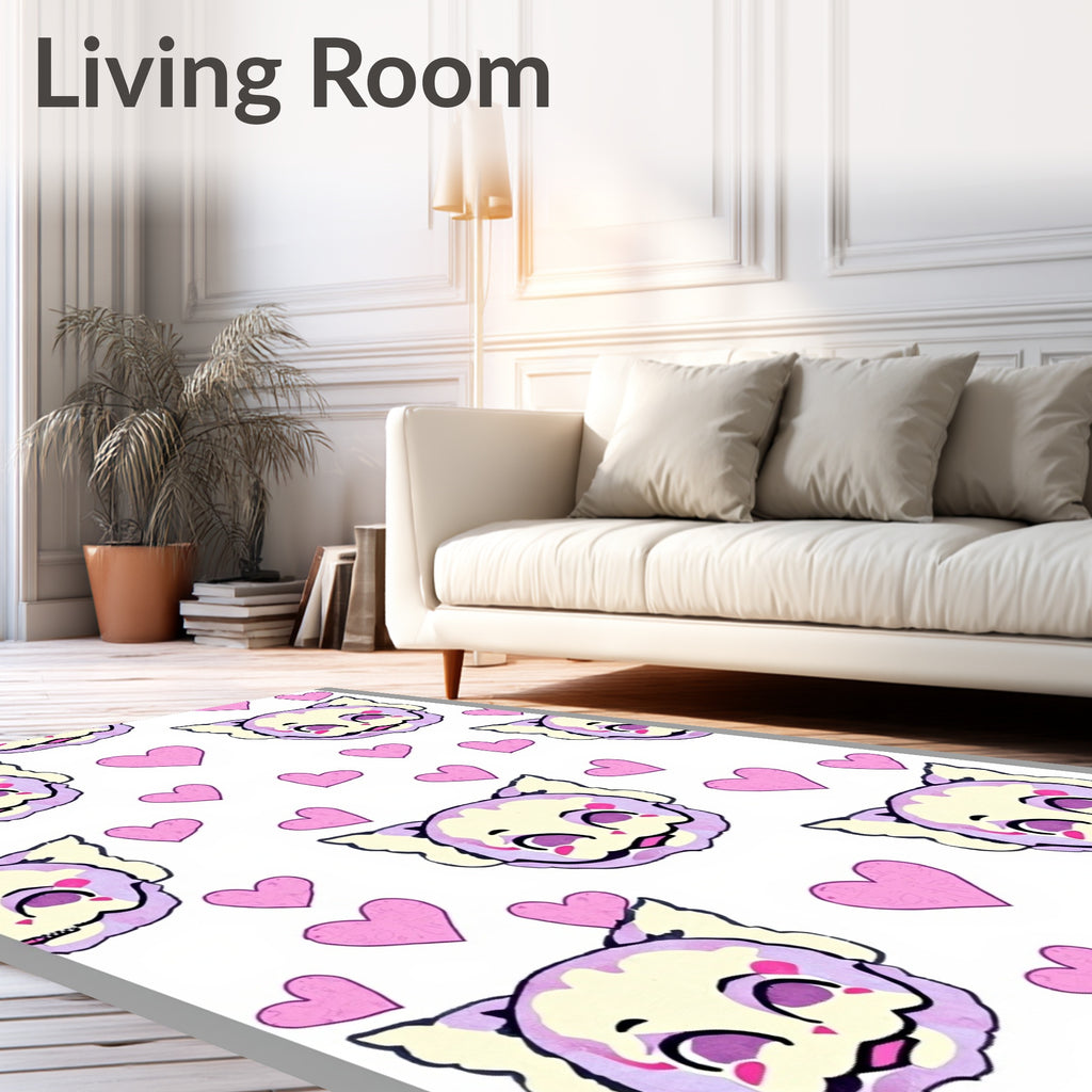 Cute Cat Heart Pattern Design Rug