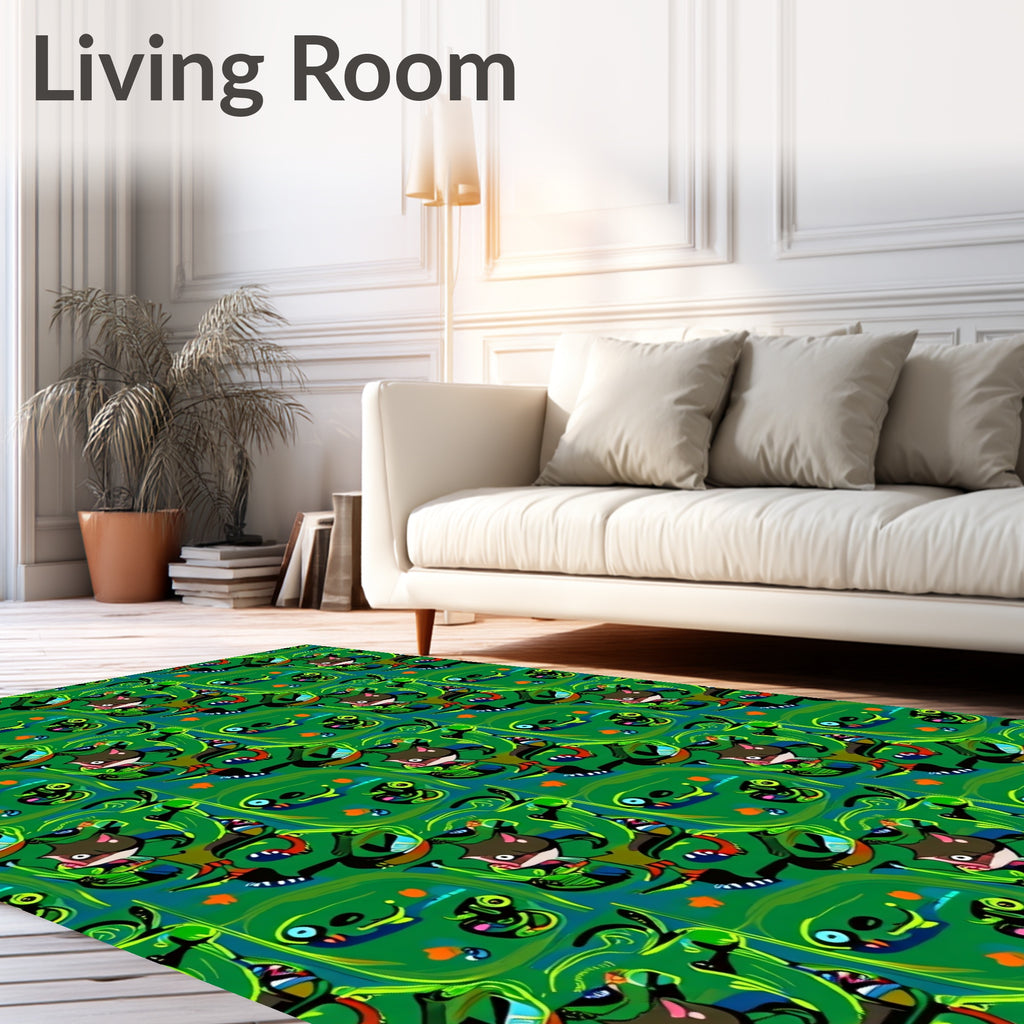 Whimsical Cartoon Character Pattern Design Rug