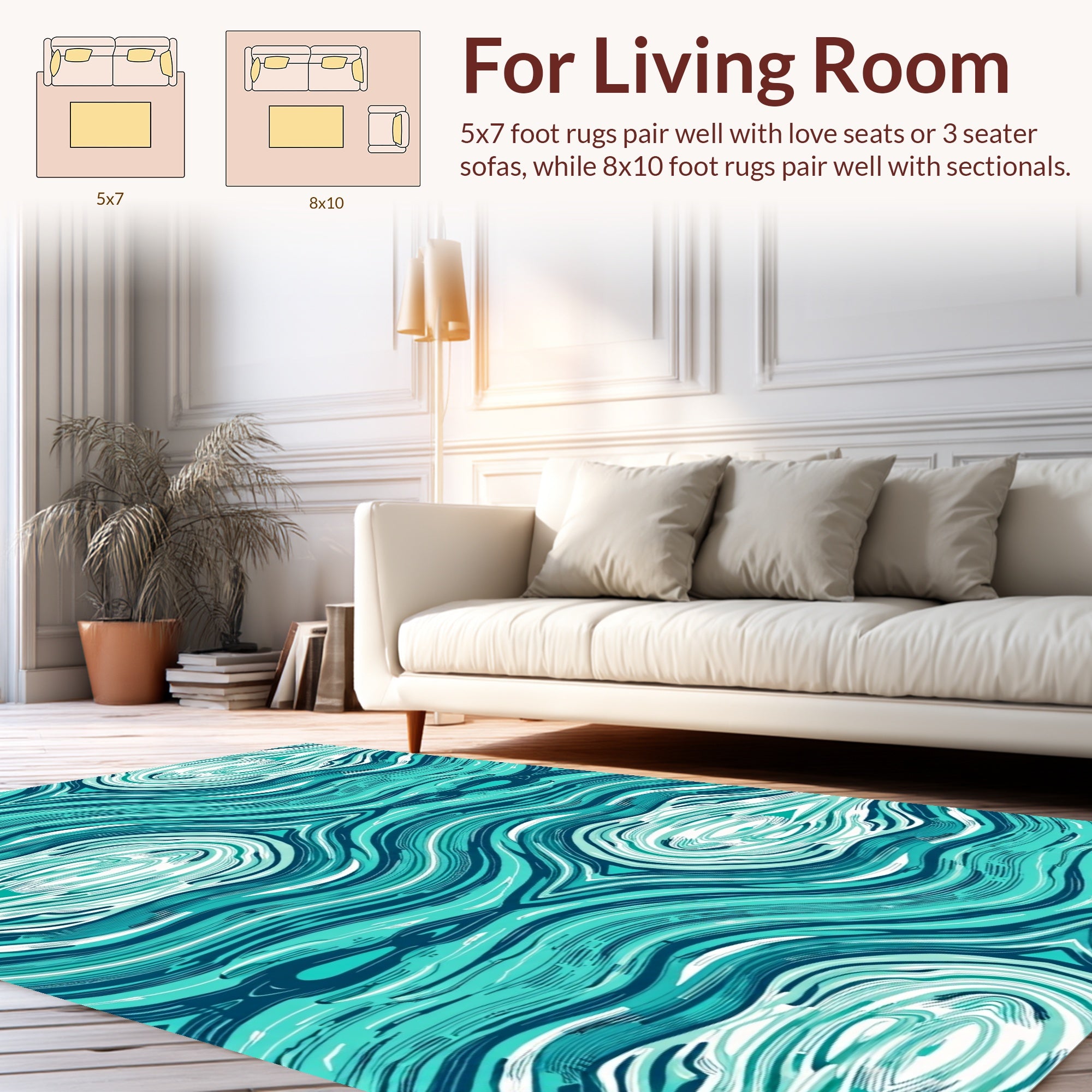 Oceanic Flow Abstract Line Art Rug