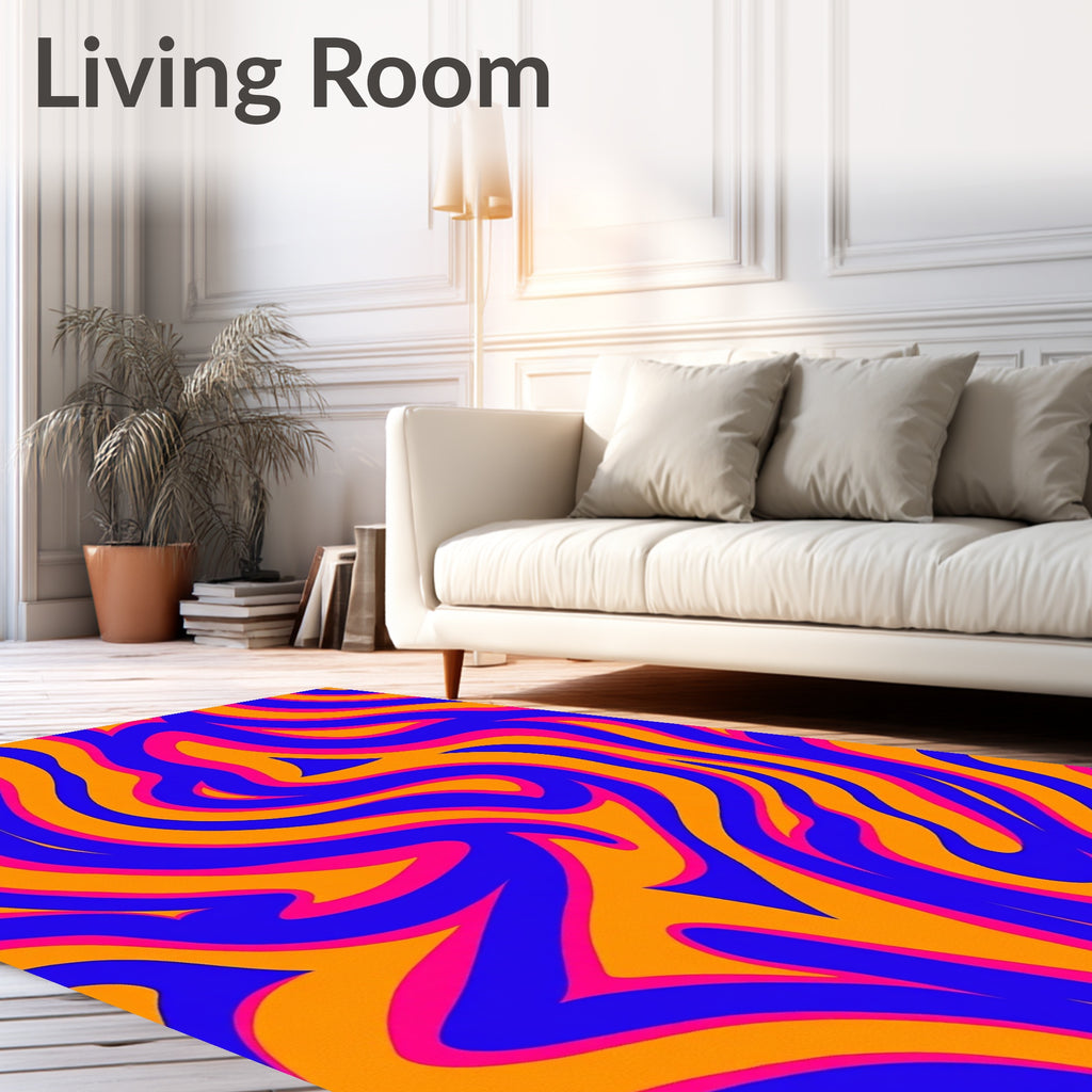 Vibrant Swirl Line Pattern Rug