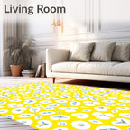 Whimsical Eye and Flower Pattern Rug