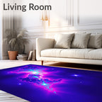 Vibrant Cosmic Swirl Nebula Pattern Rug