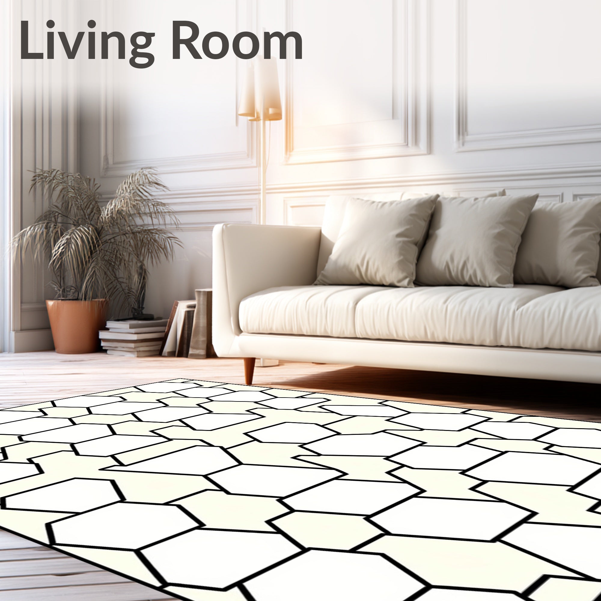 Geometric Hexagonal Outline Pattern Rug