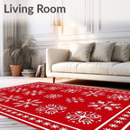 Red Snowflake Festive Pattern Rug