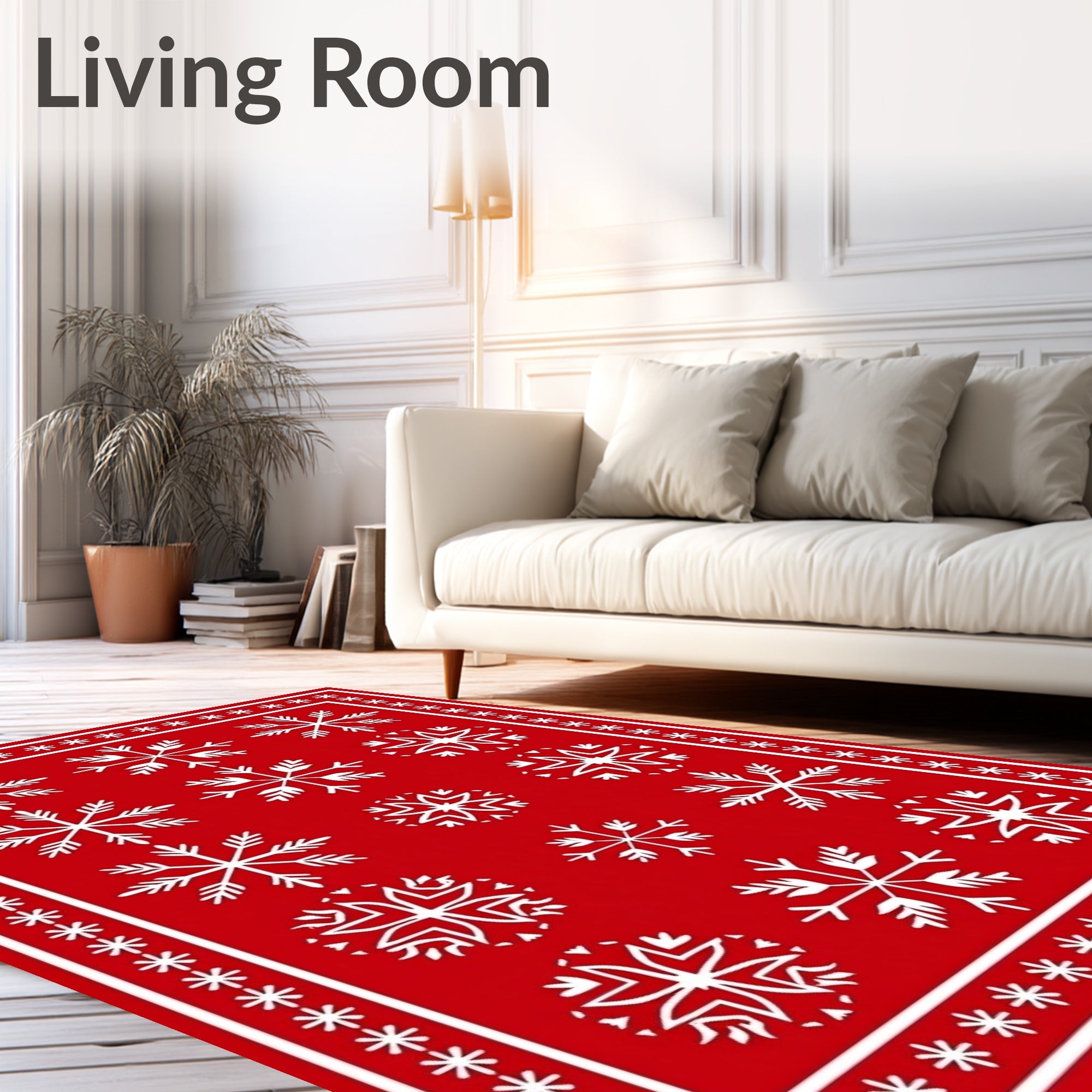 Red Snowflake Festive Pattern Rug
