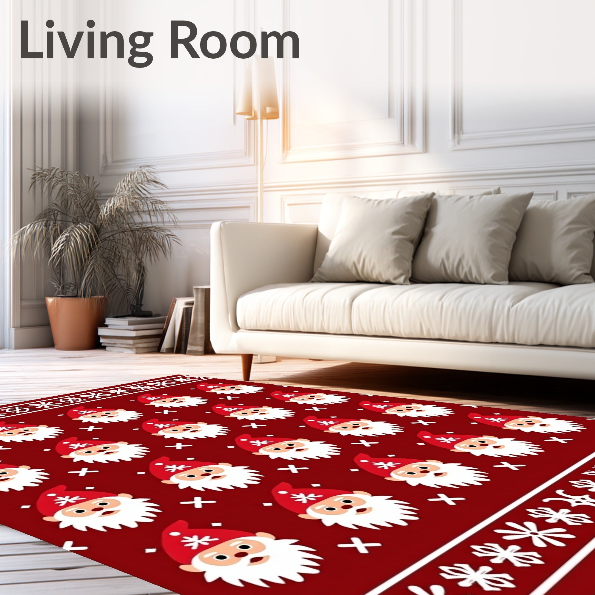 Red And White Christmas Gnome Repeat Rug