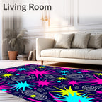 Vibrant Starburst Doodle Pattern Rug