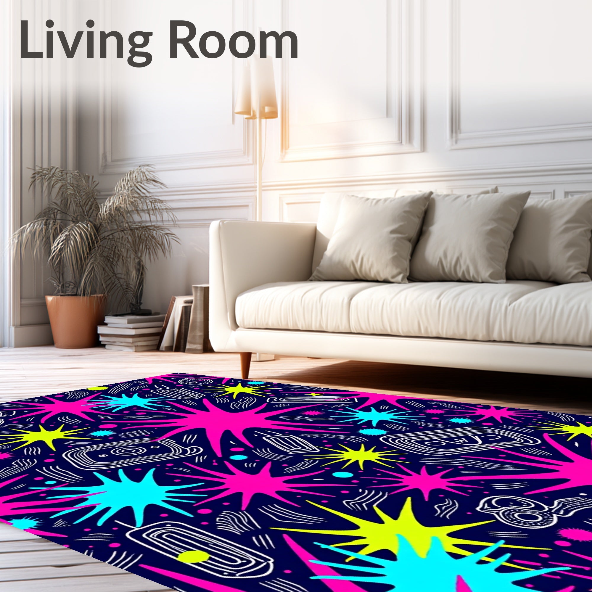 Vibrant Starburst Doodle Pattern Rug