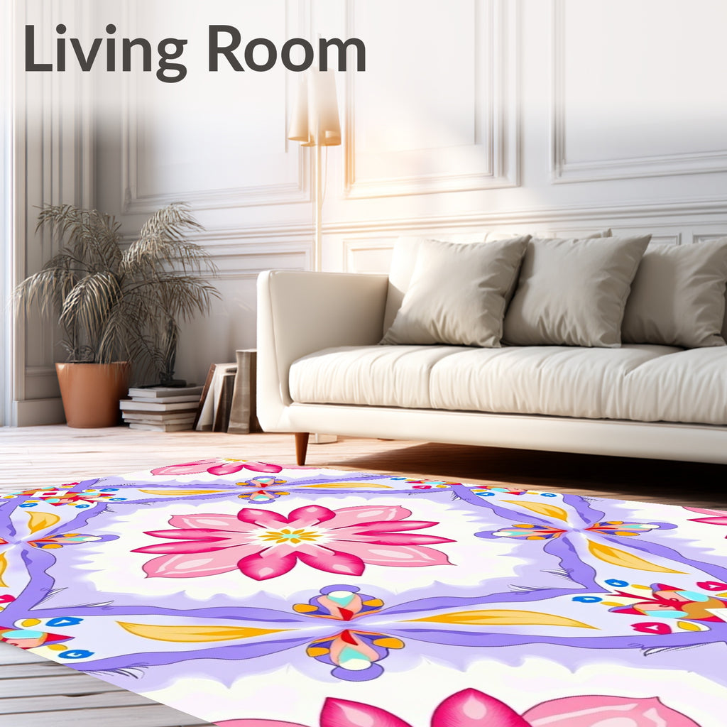 Pink And Purple Floral Medallion Rug