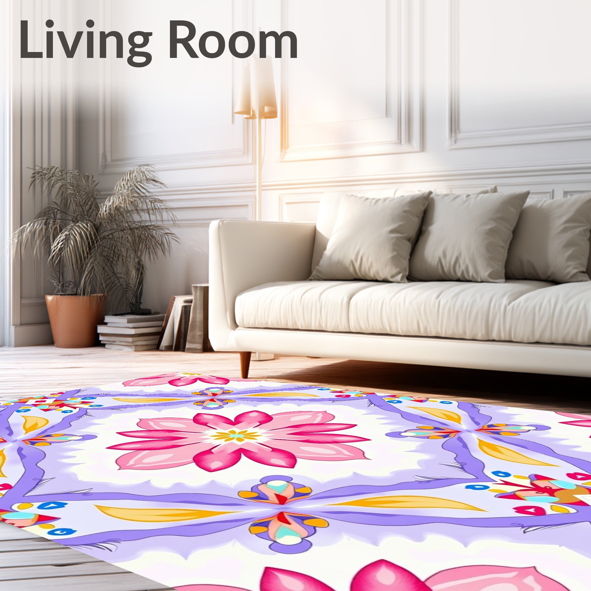 Pink And Purple Floral Medallion Rug