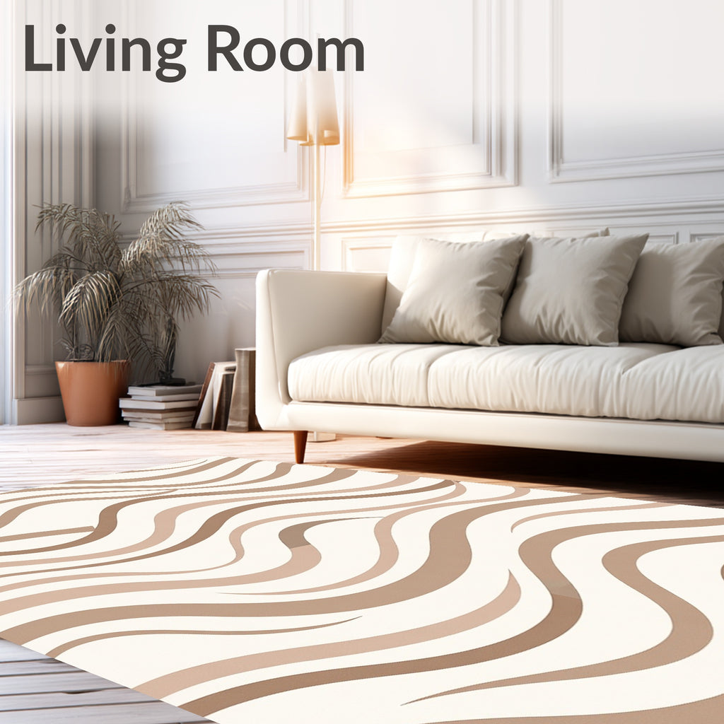 Wavy Abstract Earth Tone Design Rug