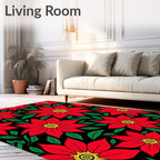 Vibrant Red Floral PatternedRug Rug
