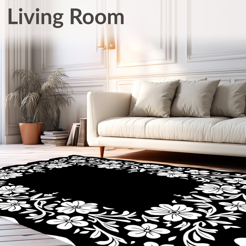 Floral Vine Border Design Rug