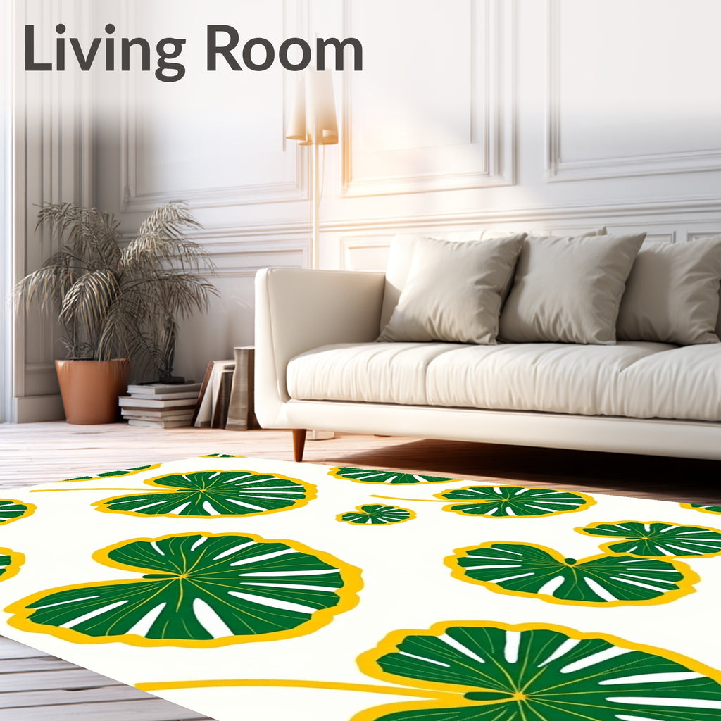 Tropical Green Yellow Leafy Foliage Rug