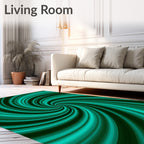 Teal Swirl Vortex Pattern Rug