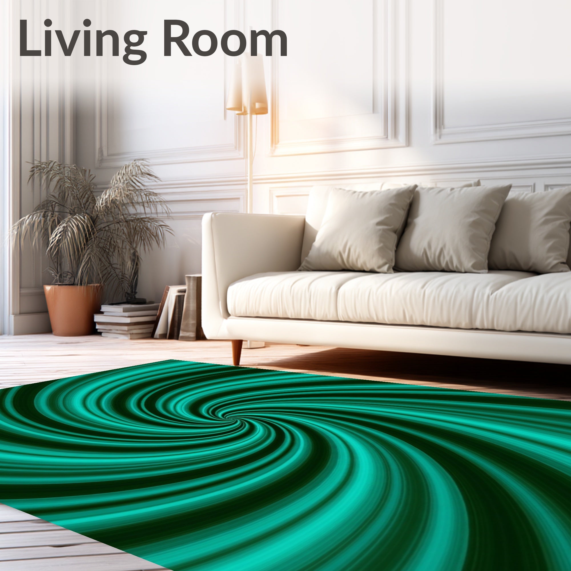 Teal Swirl Vortex Pattern Rug