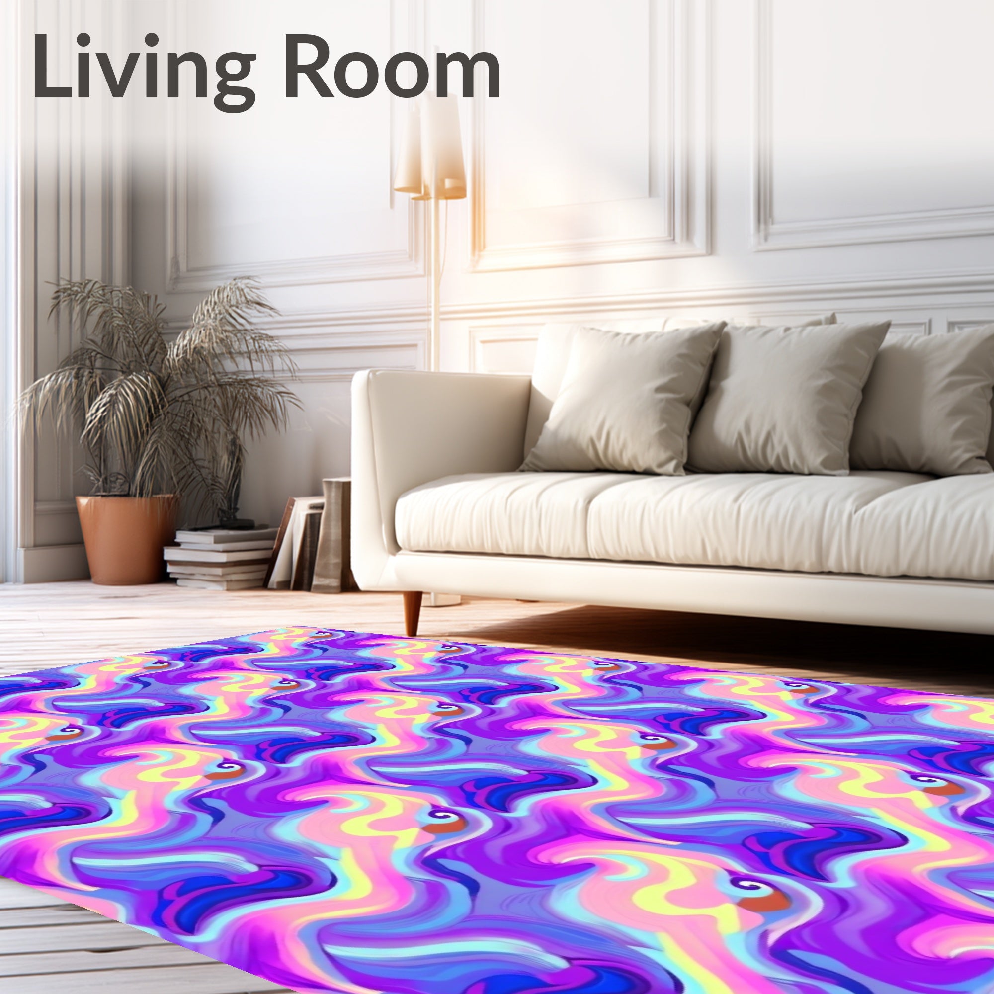 Vibrant Swirling Psychedelic Pattern Rug
