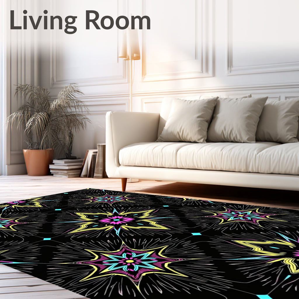 Vibrant Starburst Floral Pattern Rug