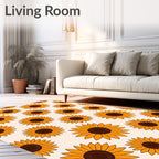 Sunny Sunflower Patterned Design Rug