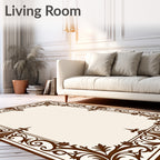 Ornate Scrollwork Border Design Rug