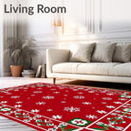 Red Snowflake Festive Pattern Rug