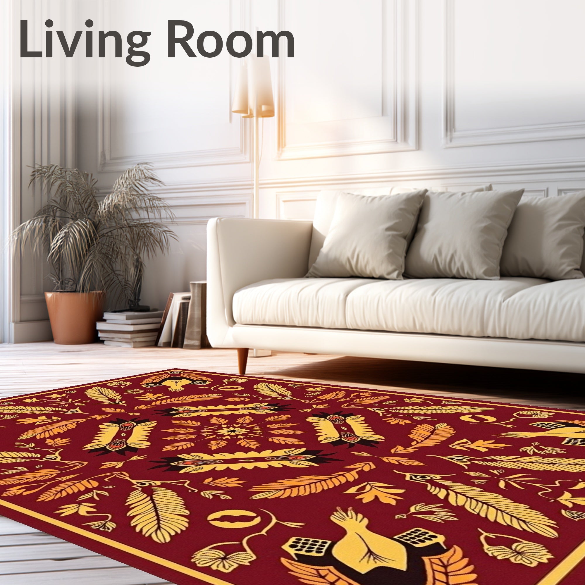 Bird Feather Tribal Pattern Rug