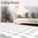 Classic Grey Gingham Check Pattern Rug