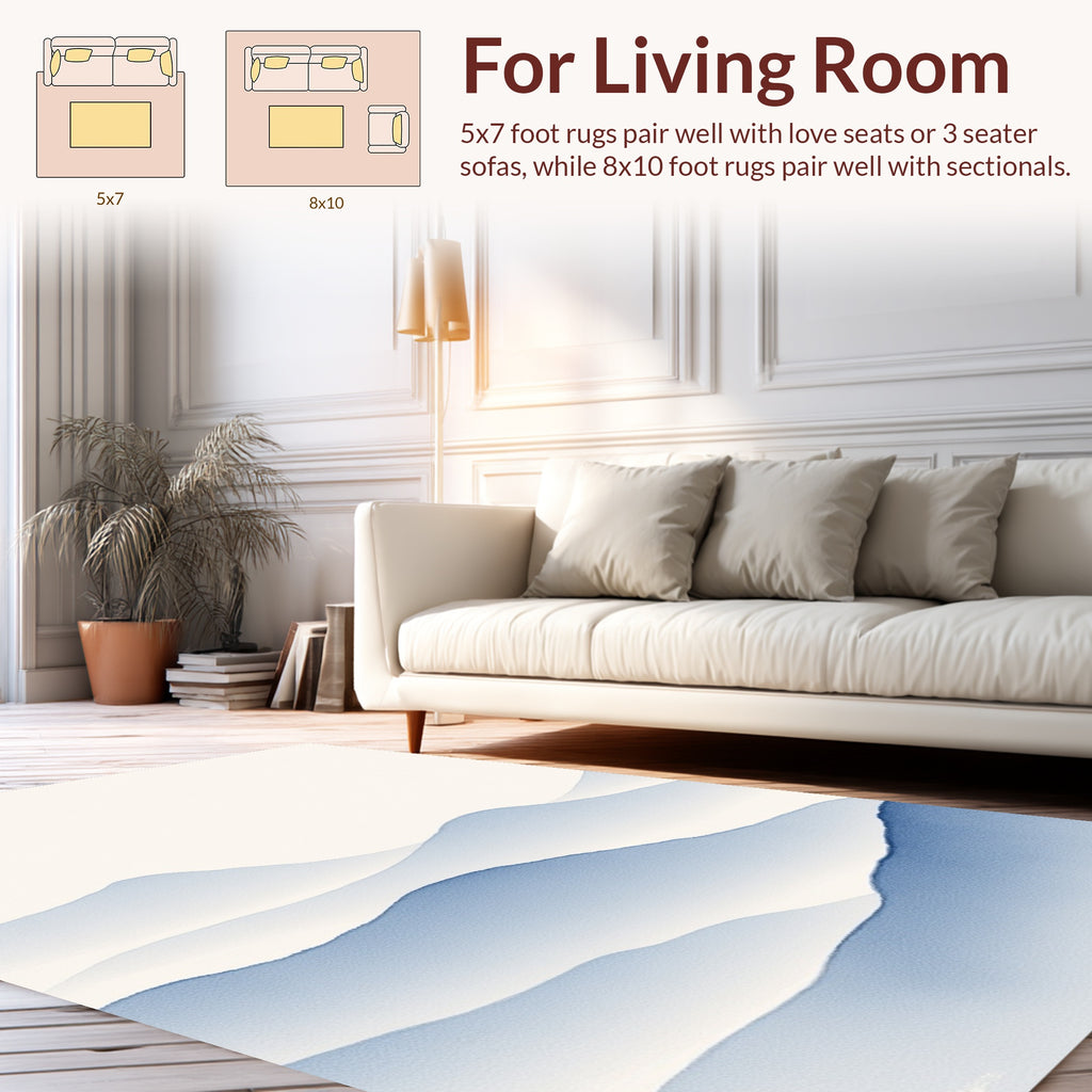 Layered Blue Mountain Silhouette Rug