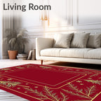 Golden Pine Snowflake Border Design Rug