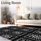 Monochromatic Starburst Square Pattern Rug