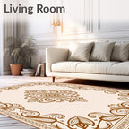 Brown Ornate Floral Center Medallion Rug