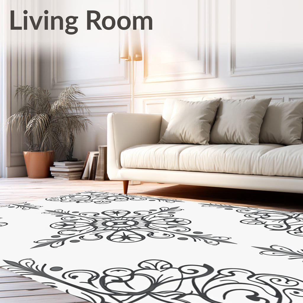 Ornate Scrollwork Symmetry Design Rug