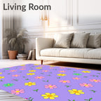 Whimsical Floral Pattern With Pastel Hues Rug