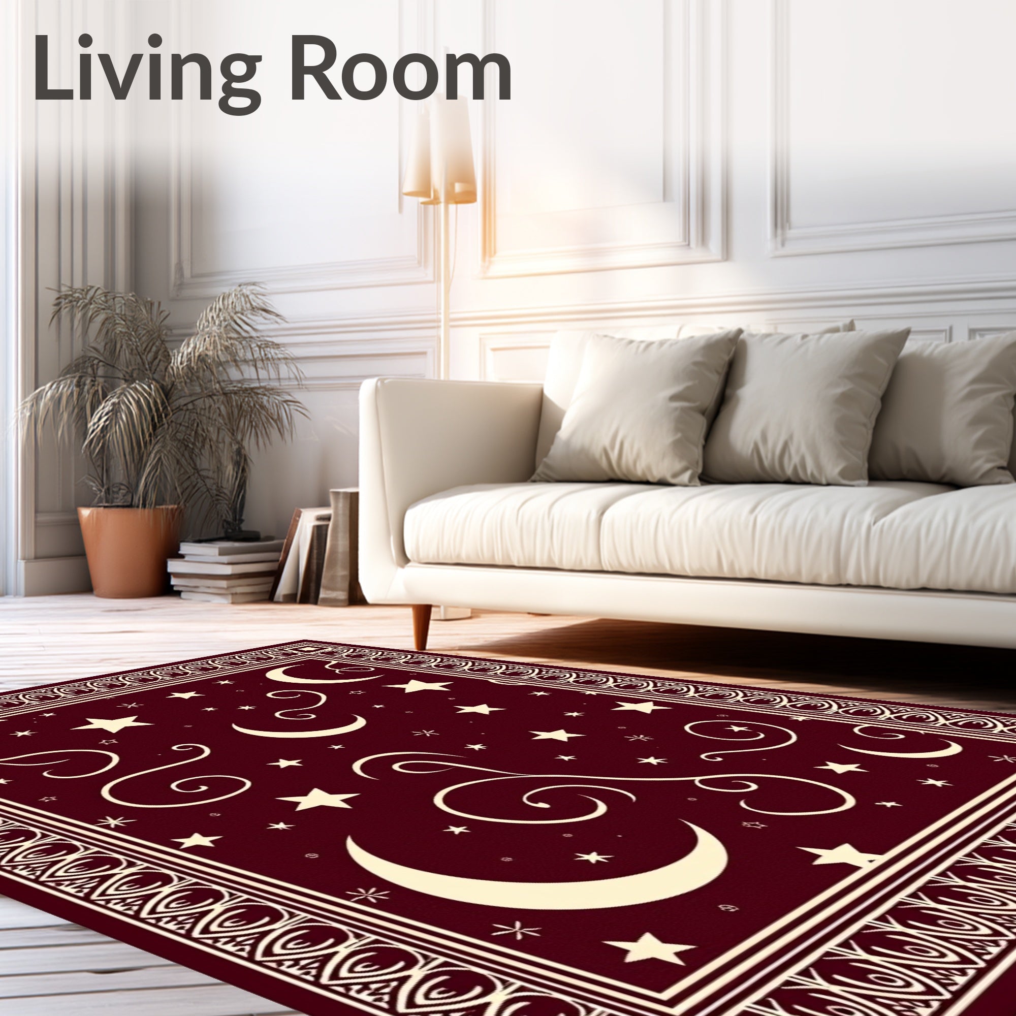 Celestial Moon Star Patterned Rug